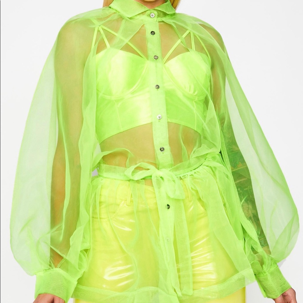 Lime organza top